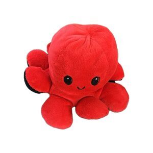 Tee Turtle A Cute Octopus Reversible Plush Stuffed Animal Toy Black  & Red 6"